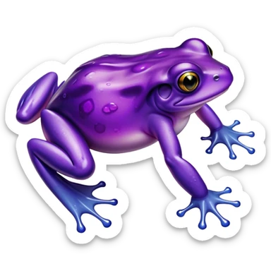 Gelatinous, translucent, fluorescent, purple frog sticker
