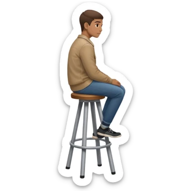 a person sitting on stool full back head turn

 sticker