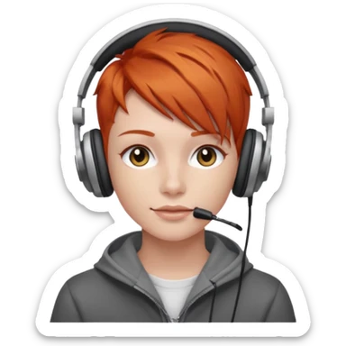 A red head with a fade haircut wearing headphones trading crypto  sticker