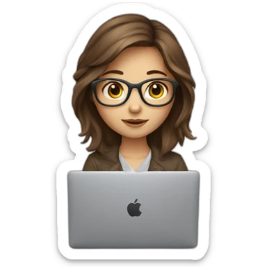programmer girl with brown hair working with MacBook sticker