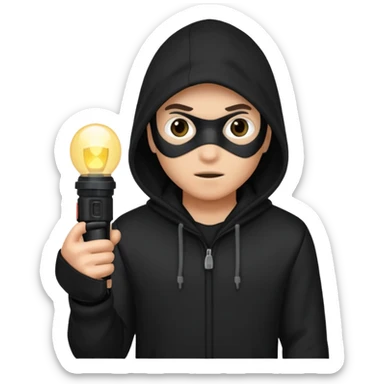 Thief with black hood and flashlight sticker