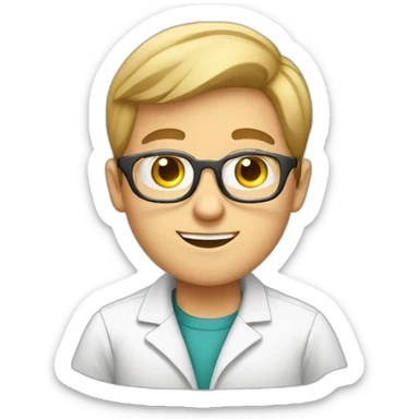 White boy with glasses in a chemistry lab  sticker