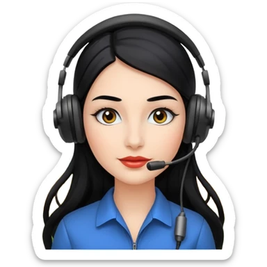 Femme cheveux long noir travaille dans le domaine de l'aéronautique sourcils fournis makeup clean sticker