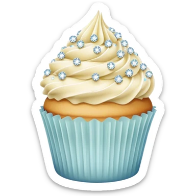 vanilla cupcake with vanilla frosting and crystal sprinkles sticker