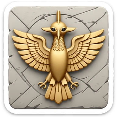 Minimal Faravahar-inspired ancient glyph,
Unicode-like pictogram similar to 𓄂𓆃,
abstract, single-symbol design,
monochrome, flat,
ancient carved sign,
no background, no text sticker