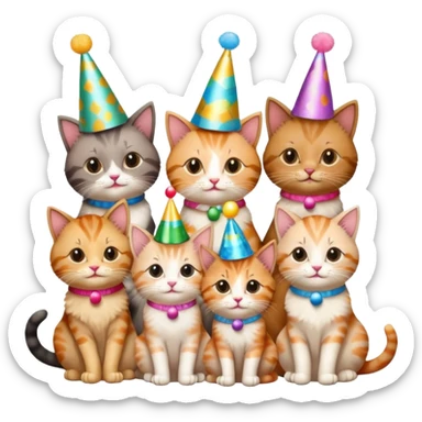 3 cats and a kitten at a birthday party sticker