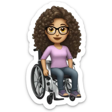 brunette-wheelchair-girl-with-curly-hair-with-glasses sticker