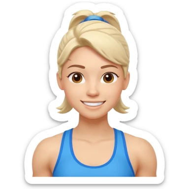 cute fitness coach portrait, head and shoulders only, sporty tank top, friendly smile, strong look, 3D cartoon, mobile game icon style, clean background, no text, no watermark
 sticker
