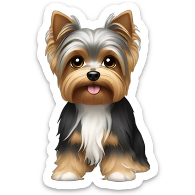 A black white and brown Yorkie dog sticker
