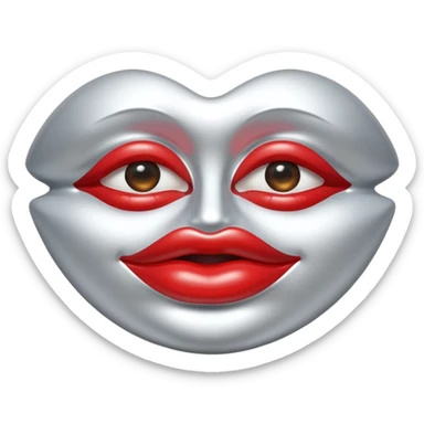 A seductive pair of slightly parted lips emoji made of liquid silver chrome, smooth glossy metallic surface, soft sensual curves, subtle reflections, luxury sexy aesthetic, minimal iOS emoji style, centered composition, clean white background, soft studio lighting, no text sticker