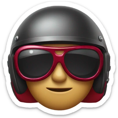 Emoji wearing cool eyeglasses and ruby motorcycle helmet sticker