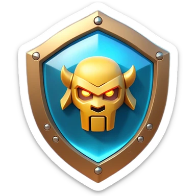 Clash of Clans aesthetic: Cinematic Playful 3D Isometric Energy Shield Emoji, rendered in a 3D vector-style similar to standard emojis with minimal shading and bold, simplified shapes. A compact, distinct form with signature details, softly glowing with a futuristic sci-fi warfare charm. Simplified yet unmistakably iconic, highly detailed and consistent, glowing with a soft radiance and high shine. Stylized with a touch of high-tech brilliance and a soft glowing outline, capturing the essence of a beloved gaming relic with a friendly, playful manner! sticker