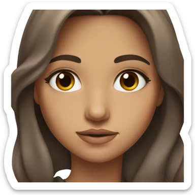 a girl with long brown hair and she has albanian features and brown eyes and eyeliner and long lashes sticker