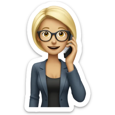 Blonde woman wearing glasses calling on cell phone sticker