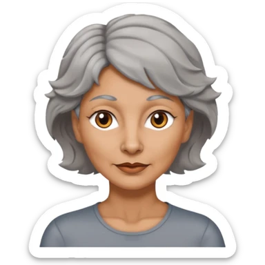 woman 50 years old, tanned skin, short grey wavy wolf cut hair, brown eyes sticker