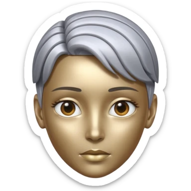 A futuristic bold head that is neither a woman or a male, rather a AI person with a neutral look. The skin is more like a robot, but still humanlike. sticker