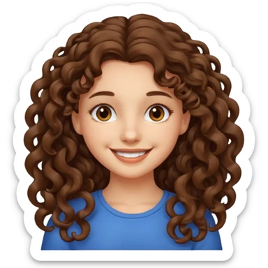 crée moi une jeune fille très belle avec les cheveux bouclés long brune sticker