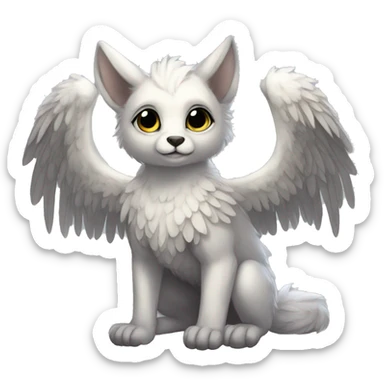 Anthro shy cute winged animal hybrid full body sticker