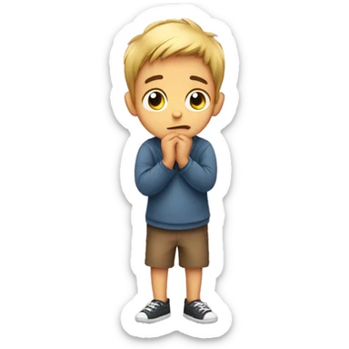 a boy holding ears sad and saying sorry sticker