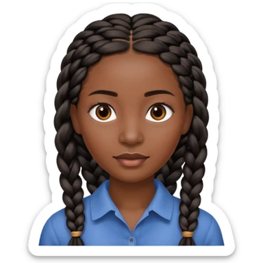 kenyan woman with long, black, braided hair in rows, brown eyes, pretty, round face sticker
