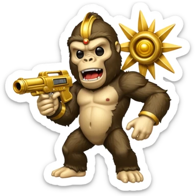 King Kong goofy emoji with ray gun from COD Zombiesr sticker