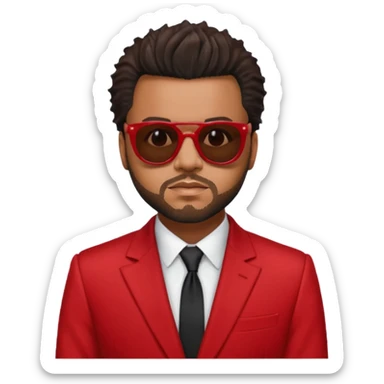 the weeknd in red suit and sunglasses sticker