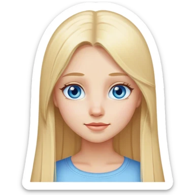 Blonde girl long straight hair blue eyes birthday sticker