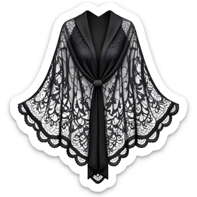 A black lace shawl with an elegant and delicate design sticker