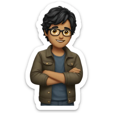 fair boy with spects with black hair sticker