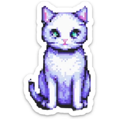 A pixel art style image of a cat. sticker
