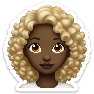 dark skin girl thick lips dark eyes frizzy hair sticker