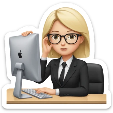 blondy girl with glasses learn analytics she is so pretty and seems like director bitch of company sticker