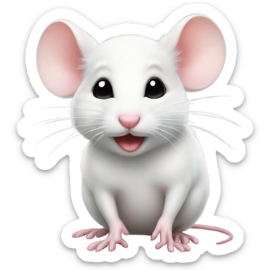 Cute little white mouse with puckered lips sticker
