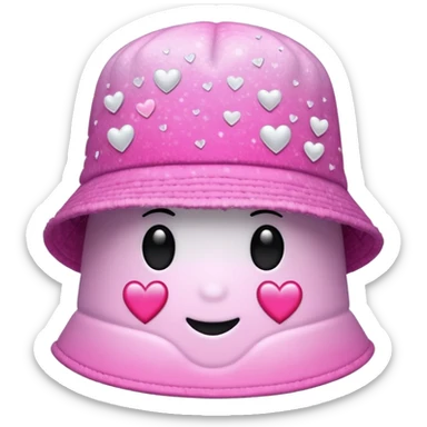 Pink ombre bucket hat with hearts and glitter sticker