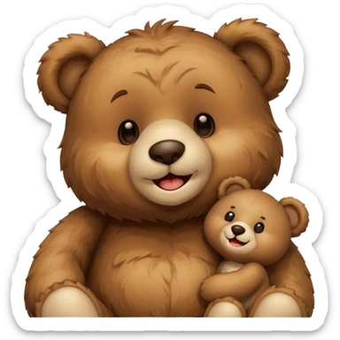 Create a playful and imaginative emoji scene featuring a teddy bear enjoying a cozy, cuddly moment. sticker