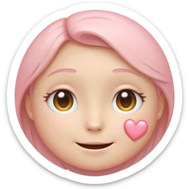 “Pastel round emoji with shy sparkling eyes, gentle blush, trembling smile, hidden heart, soft glow—expressing quiet love, vulnerability, and tender emotions no hair sticker