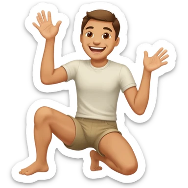 man laughing while slapping knee sticker