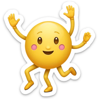 Create an regular circle emoji that has tiny legs at dance weird sticker
