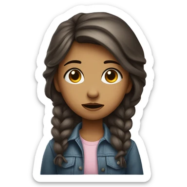 Girl with a pouty lip, wide puppy eyes, and slightly tilted head, expressing a playful yet genuine ‘please’ or begging expression.” sticker