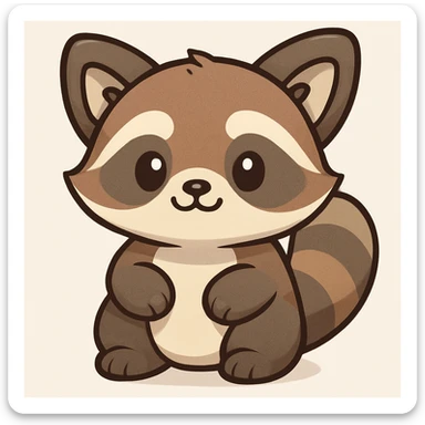 Make the red panda's fur color less orange, more muted and natural, while keeping it cute and in a cartoon sticker style. The original style is cartoon sticker style, so maintain that look in the edit. sticker