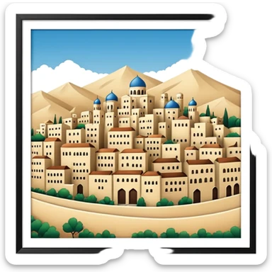 little city and many, small, ordinary, simple, home, Iranian-style, 1980, without frame  sticker