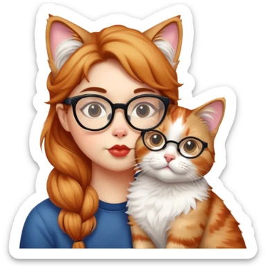 kissing cat + nerd sticker