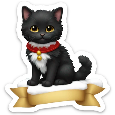Black fluffy tuxedo kitten with reindeer costume  sticker