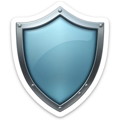 metal shield with glossy reflective surface, sticker