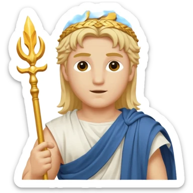 Apollo, God of Light from Gods and Goddesses with long golden blonde hair, white outfit sticker