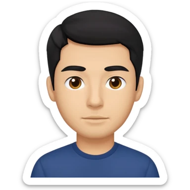 Chico de pelo negro piel aceitunada y camisa azul marino sticker