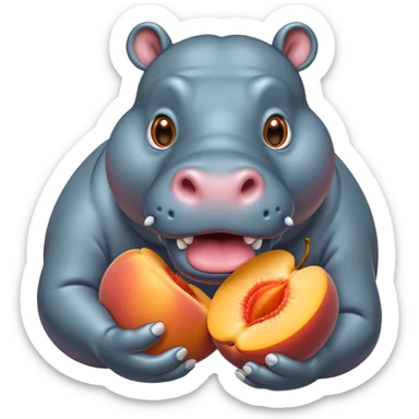 Hungry hippo eating peaches  sticker