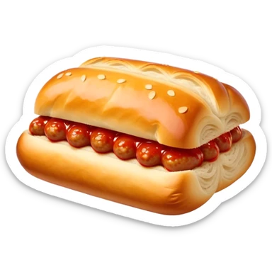 a sausage roll with a line small amount of tomatoe sauce on top sticker