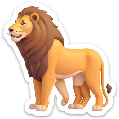 FULL BODY panthera leo male style wild, full flat cute side profile design in 3d soft l centered composition cartoon style128x128 pixels sticker