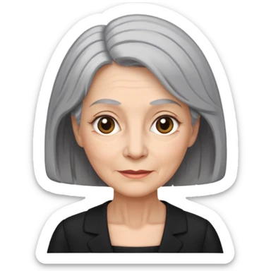 i need an image of a older woman named bonny who is a bind fund manager. where dark black professional dress with grey hair sticker